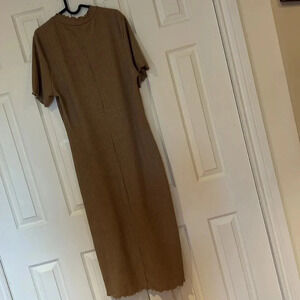 Vintage style SHEIN Nude body corn ribbed knit Curve midi dress Sz  2XL
